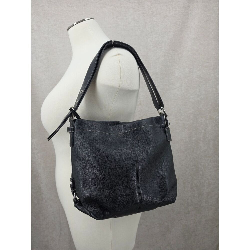 Coach F15064 Soho Convertible Shoulder Bag Black Pebble Leather Purse